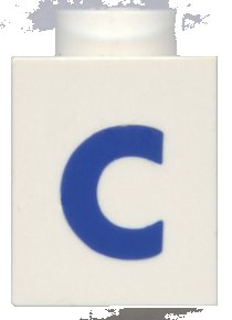 LEGO onderdeel Brick 1 x 1 with Blue Capital Letter C Pattern (Bold Font) (3005ptCb)