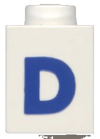 LEGO onderdeel Brick 1 x 1 with Blue Capital Letter D Pattern (Bold Font) 3005ptDb