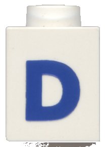 LEGO onderdeel Brick 1 x 1 with Blue Capital Letter D Pattern (Bold Font) (3005ptDb)
