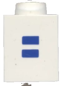 LEGO onderdeel Brick 1 x 1 with Blue Equal Sign (=) Pattern (Bold Font) 3005ptEqualb