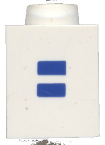 LEGO onderdeel Brick 1 x 1 with Blue Equal Sign (=) Pattern (Bold Font) (3005ptEqualb)