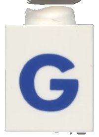 LEGO part Brick 1 x 1 with Blue Capital Letter G Pattern (Bold Font) 3005ptGb