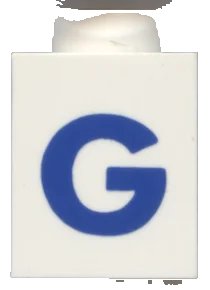 LEGO onderdeel Brick 1 x 1 with Blue Capital Letter G Pattern (Bold Font) (3005ptGb)