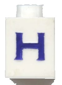 LEGO part Brick 1 x 1 with Blue Capital Letter H Pattern (Serif Font) 3005ptHs