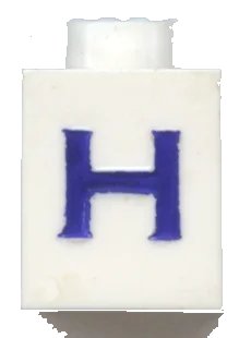 LEGO onderdeel Brick 1 x 1 with Blue Capital Letter H Pattern (Serif Font) (3005ptHs)