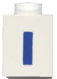 LEGO part Brick 1 x 1 with Blue Capital Letter I Pattern (Bold Font) 3005ptIb