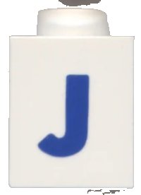 LEGO part Brick 1 x 1 with Blue Capital Letter J Pattern (Bold Font) 3005ptJb