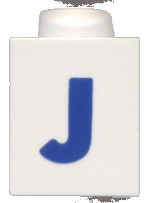 LEGO onderdeel Brick 1 x 1 with Blue Capital Letter J Pattern (Bold Font) (3005ptJb)