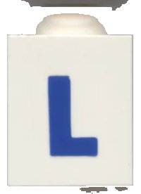 LEGO part Brick 1 x 1 with Blue Capital Letter L Pattern (Bold Font) 3005ptLb