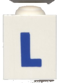 LEGO onderdeel Brick 1 x 1 with Blue Capital Letter L Pattern (Bold Font) (3005ptLb)