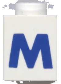 LEGO onderdeel Brick 1 x 1 with Blue Capital Letter M Pattern (Bold Font) 3005ptMb