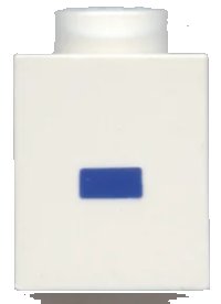 LEGO onderdeel Brick 1 x 1 with Blue Dash / Hyphen / Minus Sign (-) Pattern (Bold Font) 3005ptMinusb