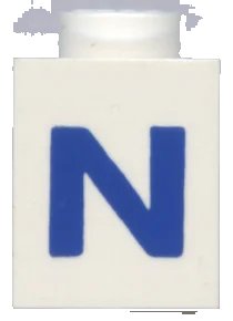 LEGO onderdeel Brick 1 x 1 with Blue Capital Letter N Pattern (Bold Font) (3005ptNb)