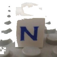 LEGO part Brick 1 x 1 with Blue Capital Letter N Pattern (Serif Font) 3005ptNs