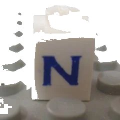 LEGO onderdeel Brick 1 x 1 with Blue Capital Letter N Pattern (Serif Font) (3005ptNs)