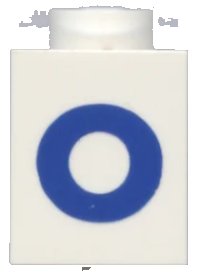 LEGO part Brick 1 x 1 with Blue Capital Letter O Pattern (Bold Font) 3005ptOb