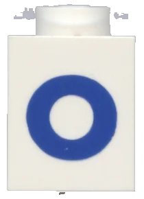 LEGO onderdeel Brick 1 x 1 with Blue Capital Letter O Pattern (Bold Font) (3005ptOb)