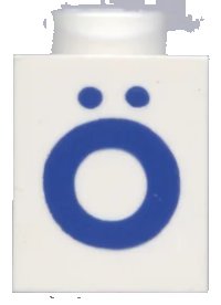 LEGO onderdeel Brick 1 x 1 with Blue Capital Letter O with Diaeresis (Ö) Pattern (Bold Font) 3005ptOdiaerb