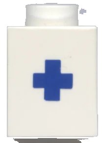 LEGO onderdeel Brick 1 x 1 with Blue Plus Sign (+) Pattern (Bold Font) (3005ptPlusb)