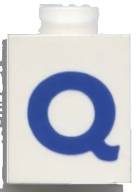 LEGO part Brick 1 x 1 with Blue Capital Letter Q Pattern (Bold Font) 3005ptQb