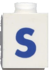 LEGO part Brick 1 x 1 with Blue Capital Letter S Pattern (Bold Font) 3005ptSb
