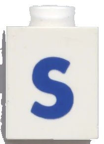 LEGO onderdeel Brick 1 x 1 with Blue Capital Letter S Pattern (Bold Font) (3005ptSb)