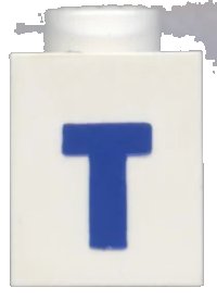 LEGO part Brick 1 x 1 with Blue Capital Letter T Pattern (Bold Font) 3005ptTb