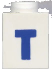 LEGO onderdeel Brick 1 x 1 with Blue Capital Letter T Pattern (Bold Font) (3005ptTb)
