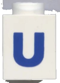 LEGO onderdeel Brick 1 x 1 with Blue Capital Letter U Pattern (Bold Font) 3005ptUb