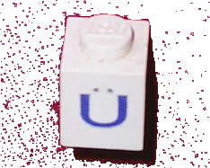 LEGO onderdeel Brick 1 x 1 with Blue Capital Letter U with Diaeresis (Ü) Pattern (3005ptUdiaer)