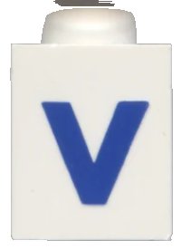LEGO onderdeel Brick 1 x 1 with Blue Capital Letter V Pattern (Bold Font) 3005ptVb
