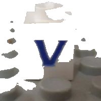 LEGO onderdeel Brick 1 x 1 with Blue Capital Letter V Pattern (Serif Font) 3005ptVs