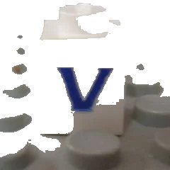 LEGO onderdeel Brick 1 x 1 with Blue Capital Letter V Pattern (Serif Font) (3005ptVs)