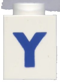 LEGO part Brick 1 x 1 with Blue Capital Letter Y Pattern (Bold Font) 3005ptYb