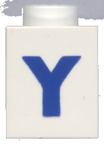 LEGO onderdeel Brick 1 x 1 with Blue Capital Letter Y Pattern (Bold Font) (3005ptYb)