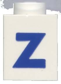 LEGO onderdeel Brick 1 x 1 with Blue Capital Letter Z Pattern (Bold Font) (3005ptZb)
