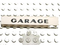 LEGO part Brick 1 x 8 with Black 'GARAGE' Sans-Serif Thick Pattern, Plain 'G' 3008p03