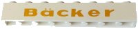 LEGO part Brick 1 x 8 with Gold 'Backer' Pattern (Bäcker) 3008pb032