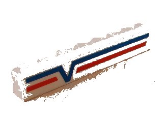 LEGO onderdeel Brick 1 x 8 with Blue -V- and Red Lines Left Pattern (Sticker) - Set 6346 (3008pb048L)