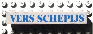 LEGO onderdeel Brick 1 x 8 with Blue 'VERS SCHEPIJS' Text Pattern (Sticker) - Set 1592 (Dutch Version) (3008pb088)