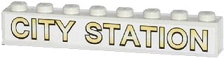 LEGO onderdeel Brick 1 x 8 with 'CITY STATION' Pattern (Sticker) - Set 60050 (3008pb136)
