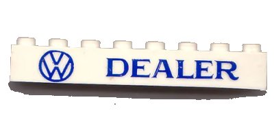 LEGO onderdeel Brick 1 x 8 with Blue 'VW DEALER' Pattern (3008px19)