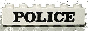 LEGO onderdeel Brick 1 x 6 with Black 'POLICE' Serif Pattern (3009pb022)