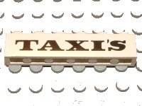 LEGO part Brick 1 x 6 with Black 'TAXI'S' Serif Bold Pattern 3009pb091