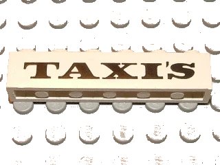 LEGO onderdeel Brick 1 x 6 with Black 'TAXI'S' Serif Bold Pattern (3009pb091)