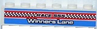 LEGO onderdeel Steen 1 x 6 met 'RACE 555', 'WINNERS LANE' en Gebokt Vlag Patroon (Sticker) - Set 8125 (3009pb159)