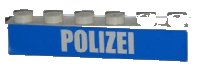 LEGO part Brique 1 x 6 avec motif 'POLIZEI' blanc Police Gras Étroit sur fond Bleu (Autocollant) - Set 7743 3009pb163