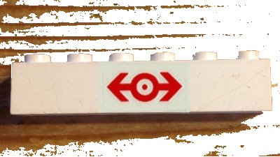LEGO onderdeel Brick 1 x 6 with Train Logo Red Pattern (Sticker) - Set 4563 (3009pb218)