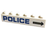 LEGO part Brick 1 x 6 with Blue 'POLICE' and Black Arrow with 'HOT SURFACE' Pattern Model Left Side (Sticker) - Set 60173 3009pb236L