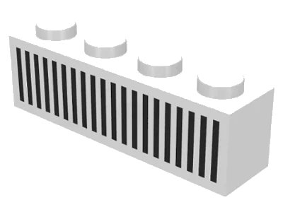 LEGO onderdeel Brick 1 x 4 with Black Grille with 20 Vertical Lines Pattern (3010p40)